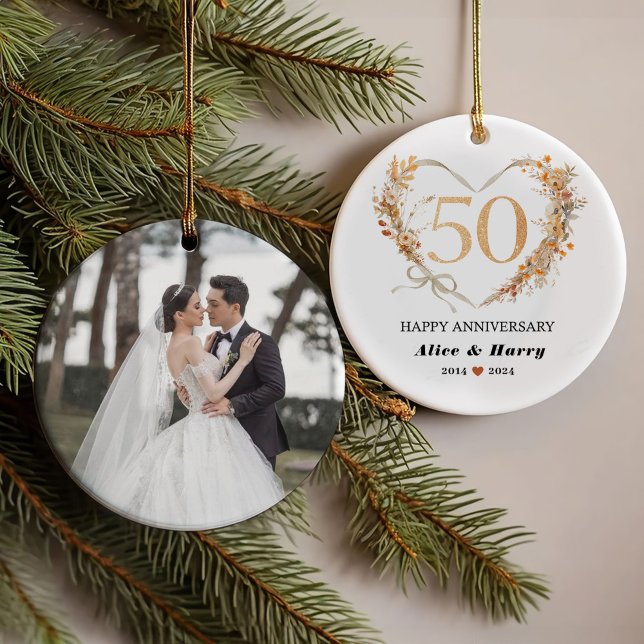 Keepsake 50th 💞 Gold Wedding Anniversary Ornament (Creator Uploaded)