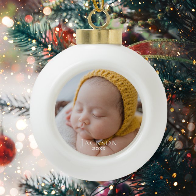 Keepsake Baby Photo Ceramic Ball Christmas Ornament (Creator Uploaded)