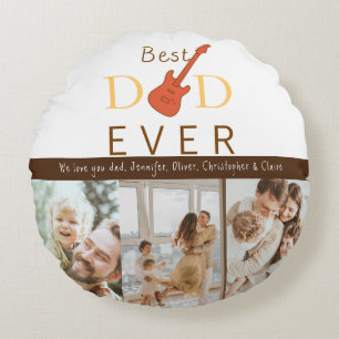Keepsake Best Dad Photo Collage Modern Fathers Day Round Cushion