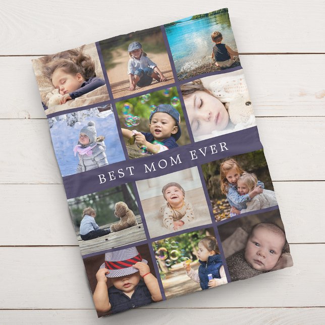 Keepsake Best Mum Ever Photo Collage Mothers Day Fleece Blanket (Creator Uploaded)