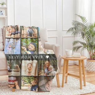 Keepsake Best Mum Ever Photo Collage Mothers Day Fleece Blanket