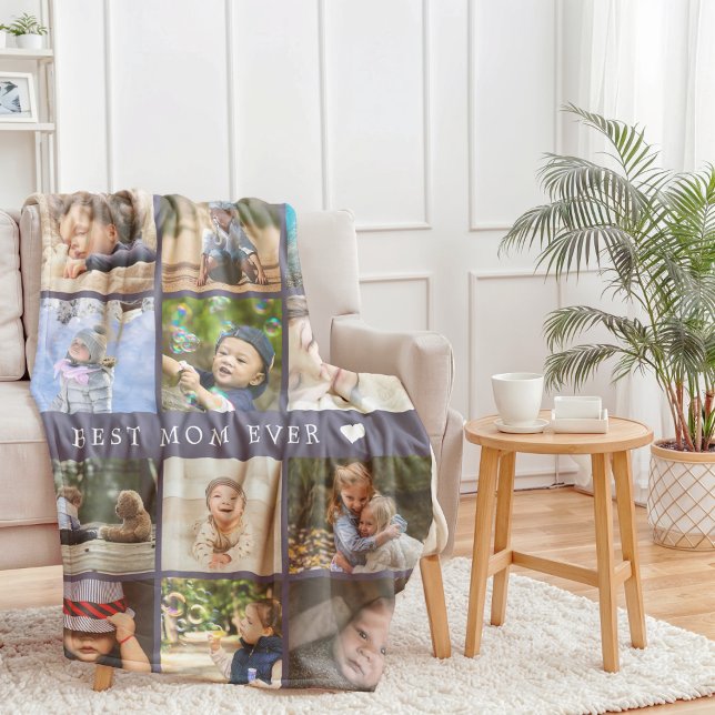 Keepsake Best Mum Ever Photo Collage Mothers Day Fleece Blanket (Keepsake Best Mom Ever Photo Collage Mothers Day Fleece Blanket)