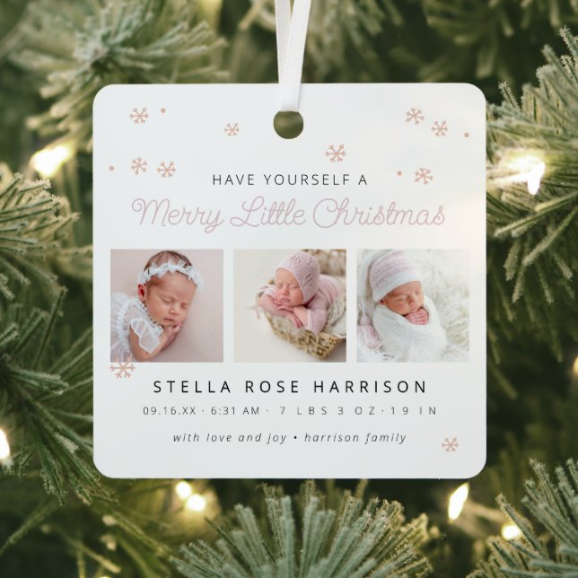 Keepsake Birth Announcement Little Christmas Metal Tree Decoration (Insitu)