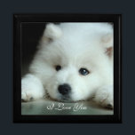 Keepsake Box Large/White Puppy<br><div class="desc">Keepsake Box Large/White Puppy Size Large 7.125" Square w/6" Tile Display your favourite images on a vibrant tile inlaid into the lid of this beautiful jewellery box. Made of lacquered wood, the jewellery box comes in Golden Oak, Ebony Black, Emerald Green, and Red Mahogany. Soft felt protects your jewellery and...</div>