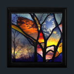 Keepsake Box/Scenery Gift Box<br><div class="desc">Keepsake Box/Stained Glass Scenery Size Large 7.125" Square w/6" Tile Display your favourite images on a vibrant tile inlaid into the lid of this beautiful jewellery box. Made of lacquered wood, the jewellery box comes in Golden Oak, Ebony Black, Emerald Green, and Red Mahogany. Soft felt protects your jewellery and...</div>