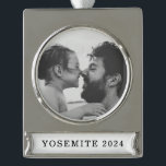 Keepsake Christmas Family Photo Silver Plated Banner Ornament<br><div class="desc">Personalise with your photos and text</div>