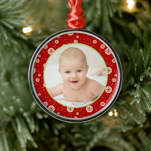 Keepsake Christmas Photo Name Metal Tree Decoration (Tree)