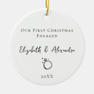 Keepsake Couple Names Year First Christmas Engaged Ceramic Tree Decoration