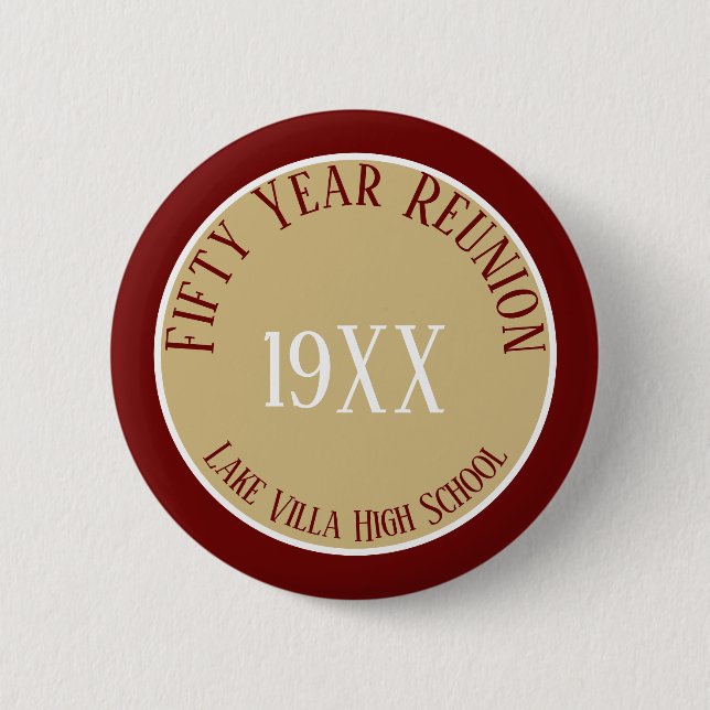Keepsake! Custom 50th class reunion button (Front)