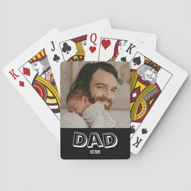 Keepsake Dad Est Photo Gift Father  Playing Cards (Back)
