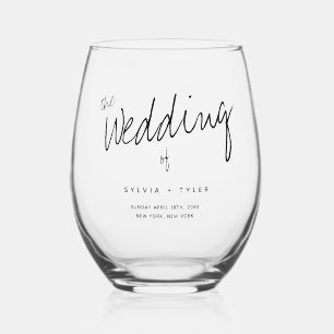 Keepsake Favour Typography Wedding Stemless Wine Glass