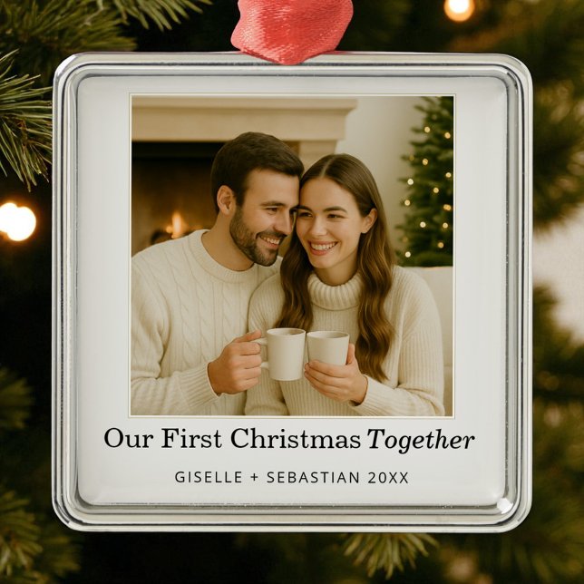 Keepsake First Christmas Together Photo Holiday Metal Tree Decoration (Creator Uploaded)