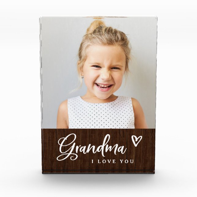 Keepsake for Grandma | Cute and Rustic Photo Block (Front)