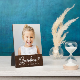 Keepsake for Grandma   Cute Rustic Photo Plaque