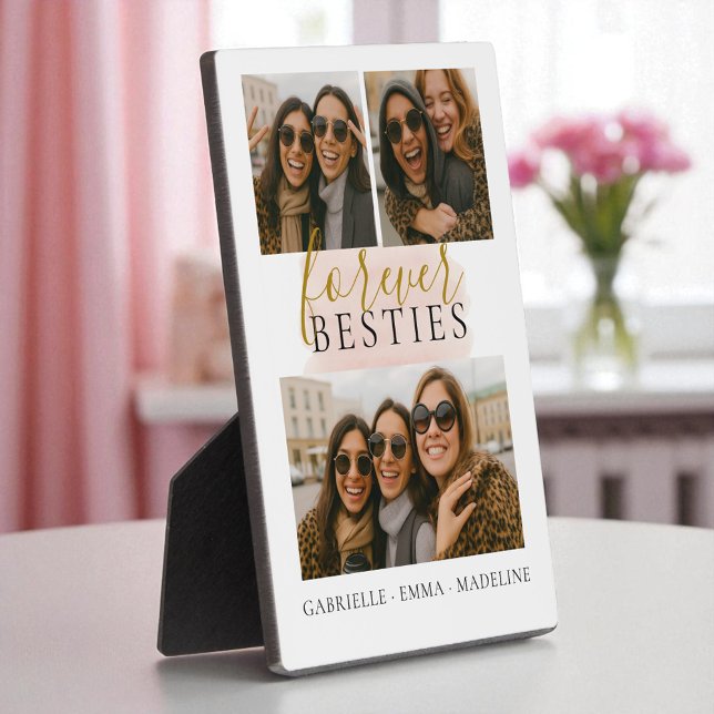 Keepsake Forever Besties Friends 3 Photo Collage Plaque (Creator Uploaded)