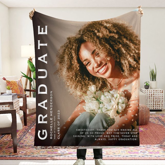 Keepsake Large Photo & Quote Graduation Gift  Fleece Blanket (Creator Uploaded)