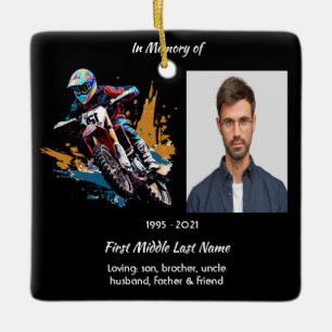 Keepsake  Memorial Motocross Motorcycle Racing Ceramic Ornament