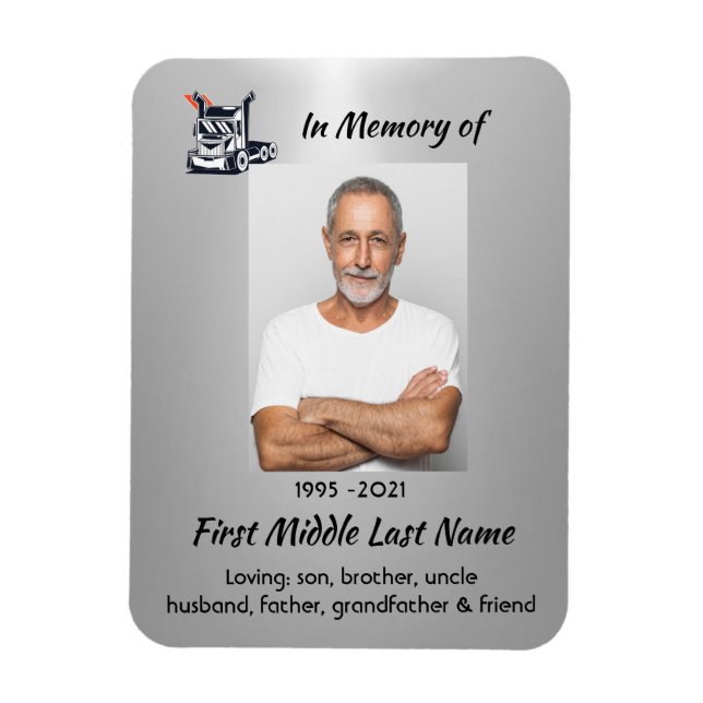 Keepsake  Memorial Semi-Truck Tractor-trailer  Magnet (Vertical)
