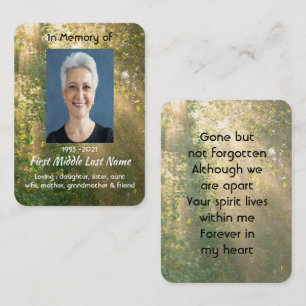 Keepsake Memorial Sunshine Golden Forest Business Card