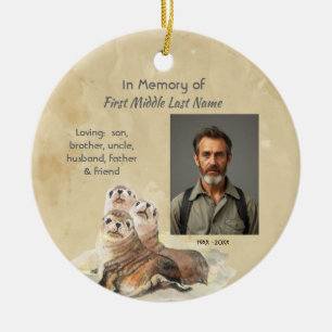 Keepsake Memorial  Watercolor Seals Animals Ceramic Tree Decoration