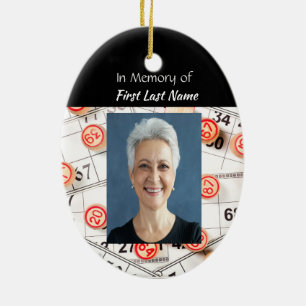 Keepsake Memory Photo Prayer Bingo Game Ceramic Tree Decoration