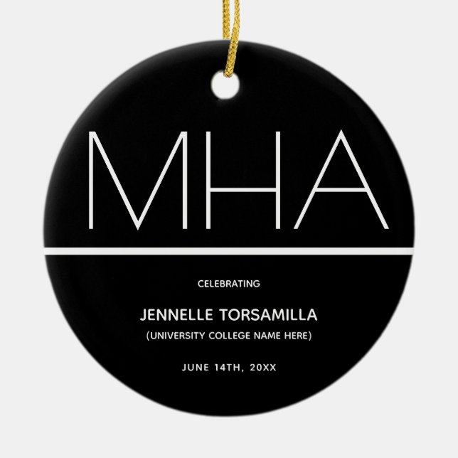 Keepsake MHA degree Graduation Ceramic Tree Decoration (Front)