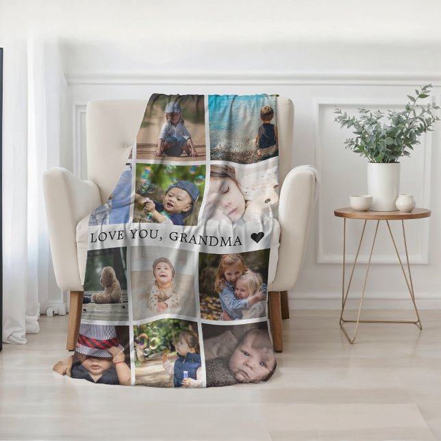 Keepsake Mum Grandma Photo Collage Fleece Blanket (Keepsake Mom Grandma Photo Collage Fleece Blanket)