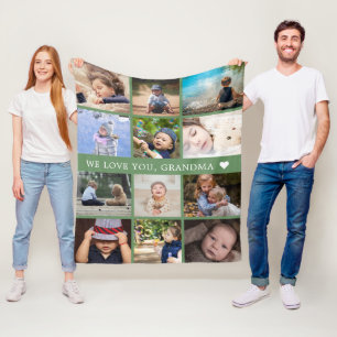 Keepsake Mum Grandma Photo Collage Fleece Blanket