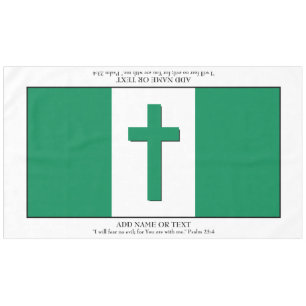 Keepsake NIGERIA FLAG Cross Scripture Large Tablecloth