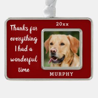 Keepsake Pet Dog Cat Memorial Christmas Date Photo Silver Plated Framed Ornament