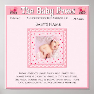 Keepsake Photo Birth Announcement Poster