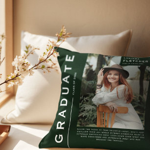 Keepsake Photo & Quote Graduation Gift Green Cushion
