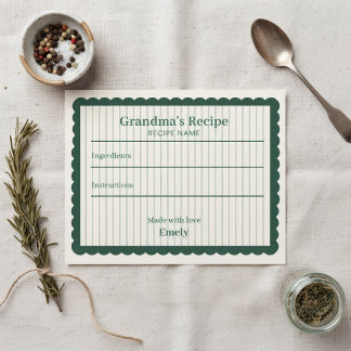 Keepsake Recipe Card, Personalised Family Recipe