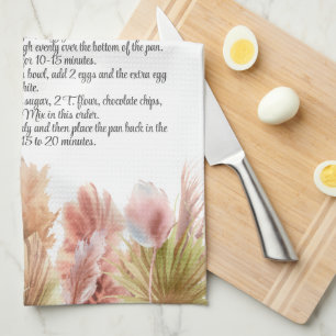 Keepsake Recipe Gift Elegant Boho Pampas Grass Tea Towel