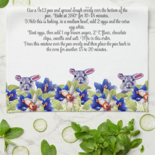 Keepsake Recipe Gift Watercolor Easter Bunny Tea Towel