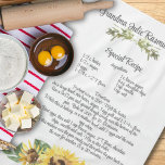 Keepsake Recipe Template Watercolor Sunflower Gift Tea Towel<br><div class="desc">Keepsake Recipe Template Floral Fall Gift Kitchen towel trimmed with watercolor greenery sunflowers.</div>