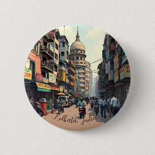 Keepsake Souvenir for downtown Kolkata, India  6 Cm Round Badge