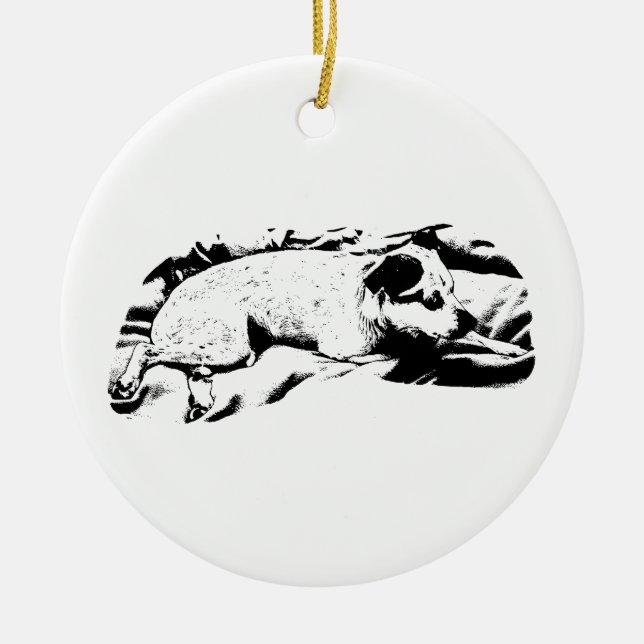Keepsake Terrier, Resting and Ready Ceramic Tree Decoration (Front)