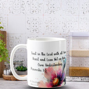 KEEPSAKE Trust In The Lord Pink Floral Typography Coffee Mug