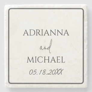 Keepsake Wedding Couple's Name and Date  Stone Coaster