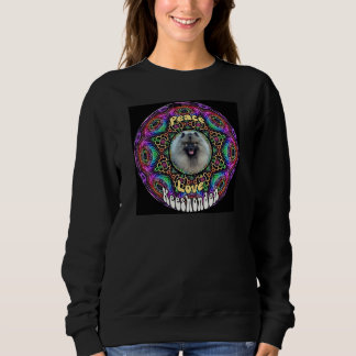 Kees in purple mandala sweatshirt