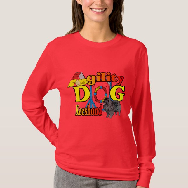 Keeshond Agility Gifts T-Shirt (Front)