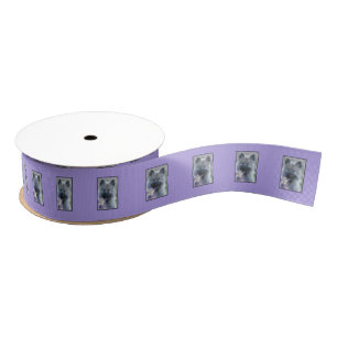 Keeshond and Columbine  - Dog Photograph Grosgrain Ribbon