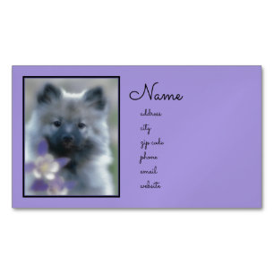 Keeshond and Columbine  - Dog Photograph Magnetic Business Card