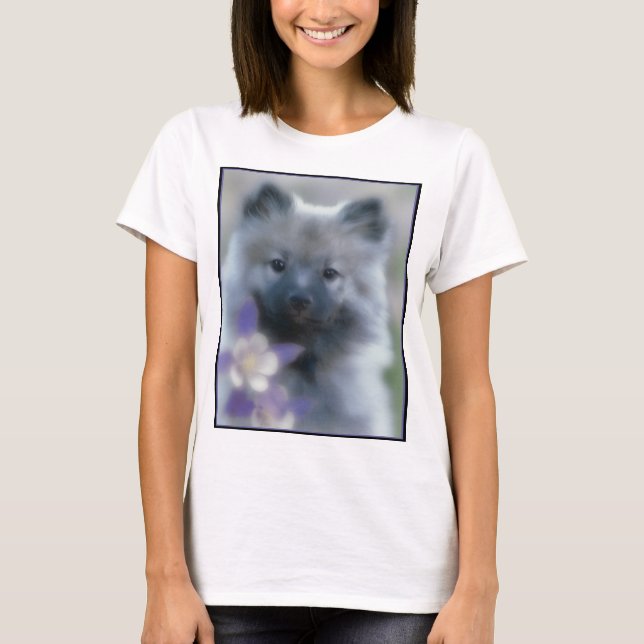 Keeshond and Columbine  - Dog Photograph T-Shirt (Front)