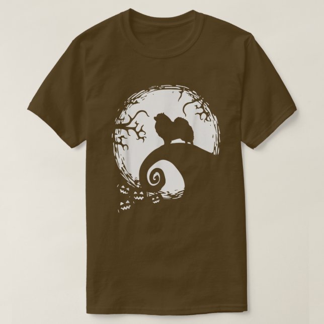 Keeshond And Moon Halloween  T-Shirt (Design Front)