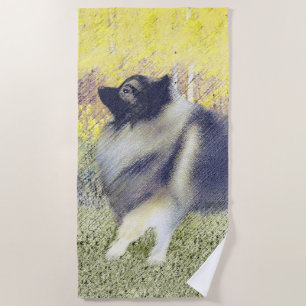 Keeshond Aspen Painting - Cute Original Dog Art Beach Towel