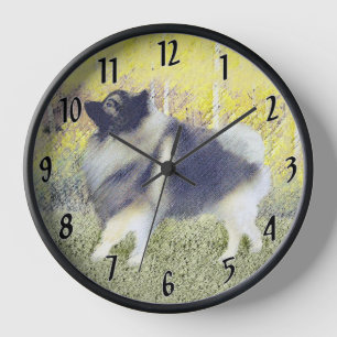Keeshond Aspen Painting - Cute Original Dog Art Clock