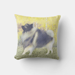 Keeshond Aspen Painting - Cute Original Dog Art Cushion