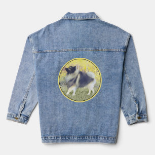 Keeshond Aspen Painting - Cute Original Dog Art Denim Jacket